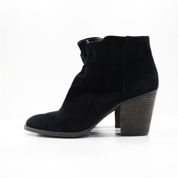Jessica Simpson Yvette Black Suede Leather 3" Block Heel Pull-On Ankle Boots - 7 - Picture 1 of 7